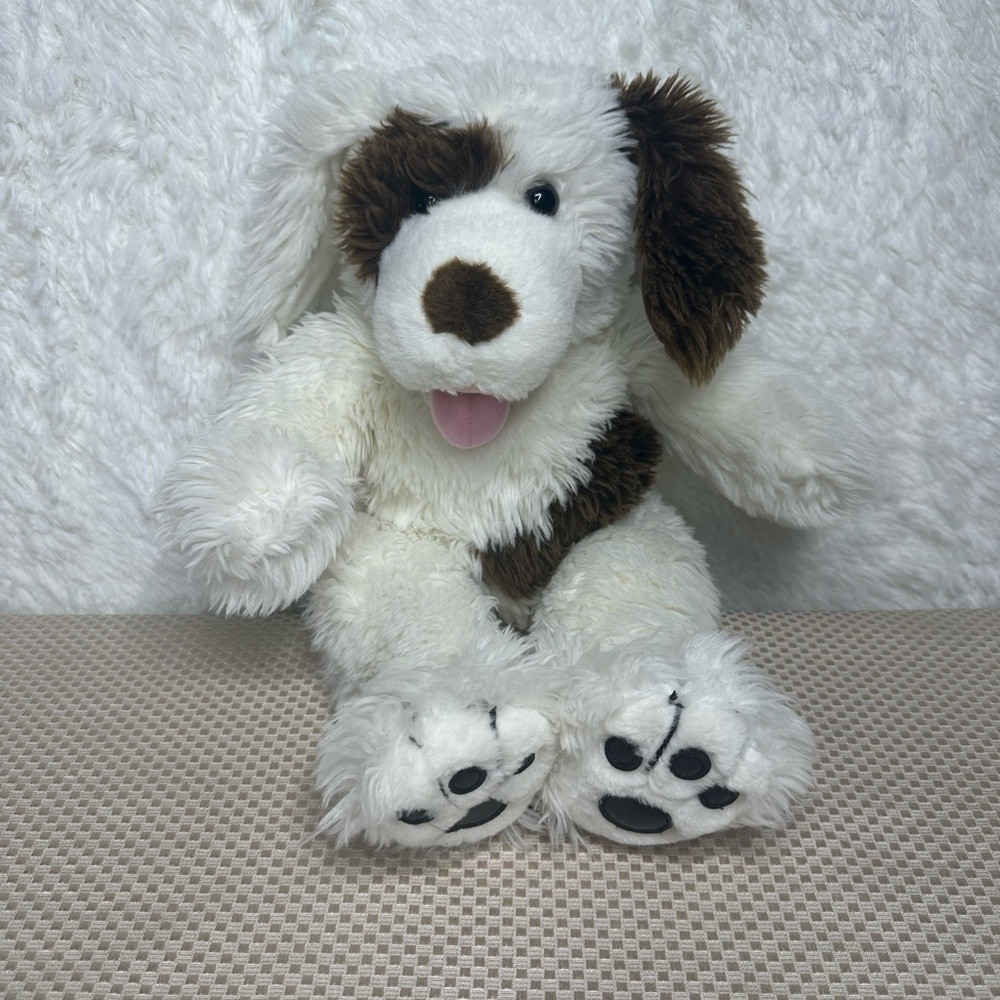 Build-A-Bear White and Brown Plush Dog
